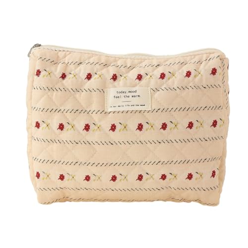 Bottone Stilvolle Make-up-Tasche, großes Fassungsvermögen, Reise-Kulturbeutel, Organizer mit Blumenmuster, Gestreifte Blumen von Bottone