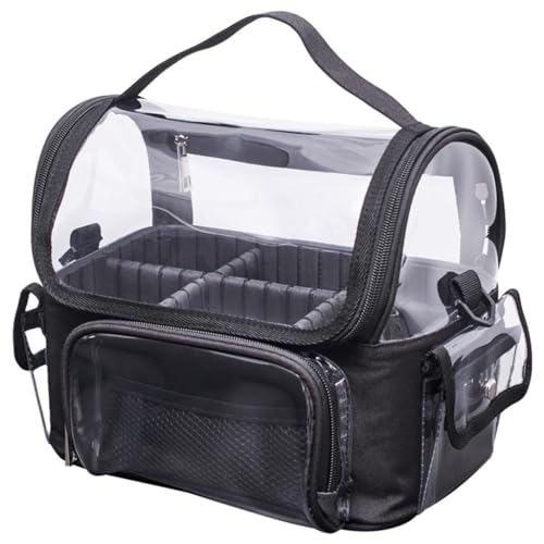 Bottone Transparente Make-up-Pinsel-Aufbewahrungstasche, Kosmetiktasche, geräumiger Organizer mit herausnehmbaren Trennwänden, Schwarz von Bottone
