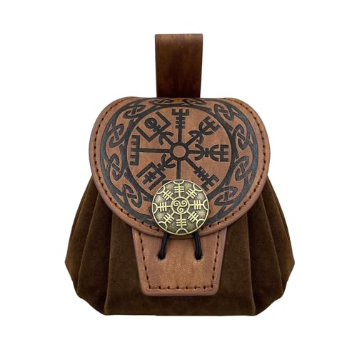 PU Leder Würfel Tasche Kleingeld Geldbörse Kleine Geldbörse Old Styles Gürteltasche Mittelalter Geprägte Hüfttasche Cosplay Side Pack von Bottone