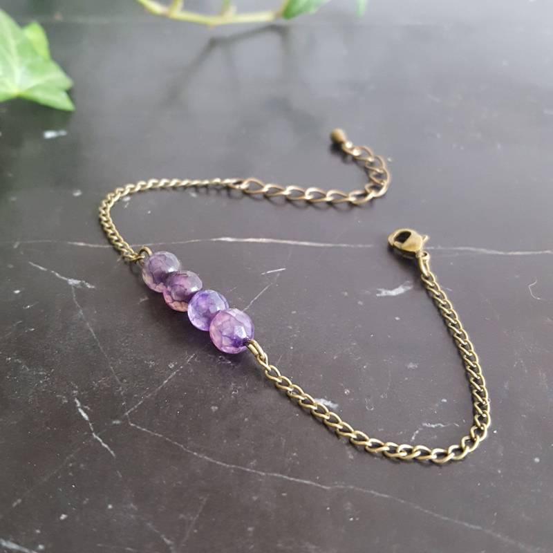 Armband Kette, Perlen in Naturstein, Violett, Schmuck Handgemacht, Geschenk Für Frau Armband Kette, Perlen in Naturstein, Violett, Schmuck Handgemacht, Geschenk Für Frau von BoucleSurLeFil