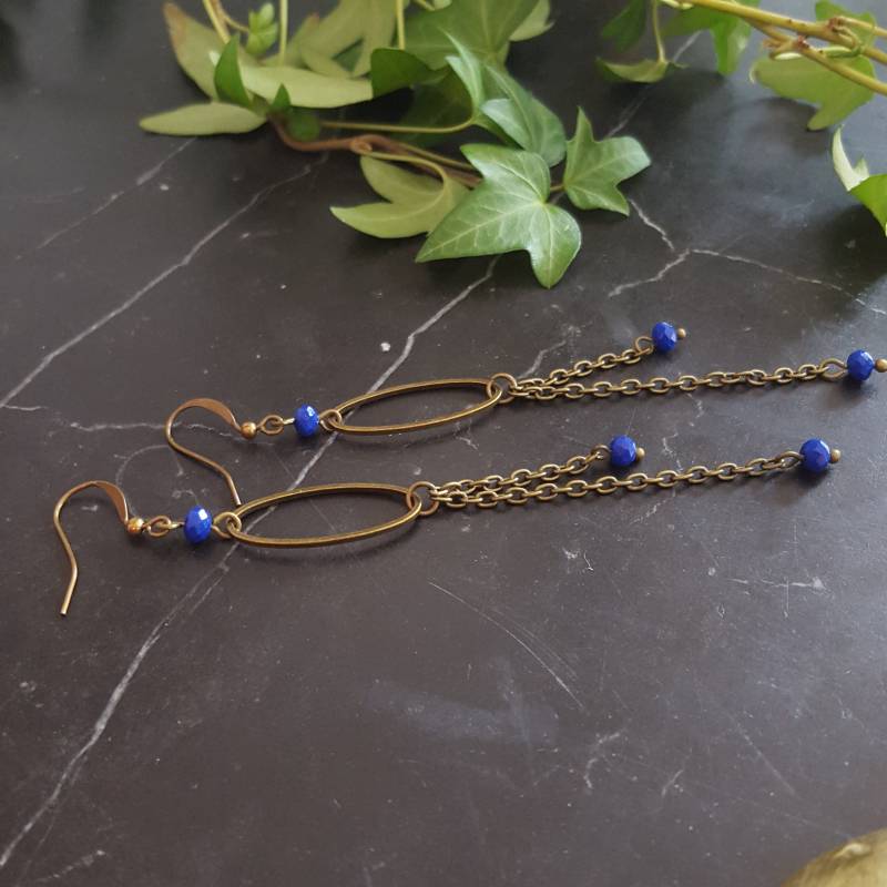 Lange Blaue Ohrringe, Handgefertigter Schmuck, Geschenk Für Sie, Boho Chic Lange Blaue Ohrringe, Handgefertigter Schmuck, Geschenk Für Sie, Boho Chic von BoucleSurLeFil