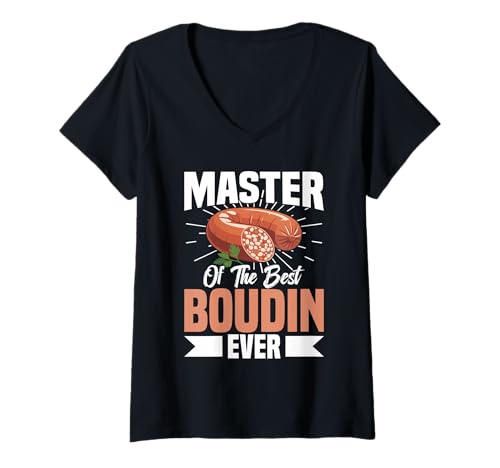 Damen Boudin Louisianisches Essen Louisiana Master Best Boudin T-Shirt mit V-Ausschnitt von Boudin Illustration For Louisianan Food Lover