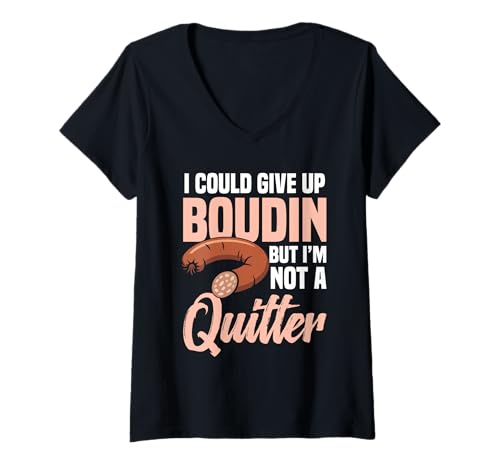 Damen Boudin Lover National Boudin Day Snack Not Quitter Boudin T-Shirt mit V-Ausschnitt von Boudin Illustration For Louisianan Food Lover