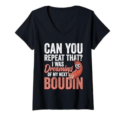 Damen Imbiss für Boudinliebhaber Louisiana Dreaming Boudin T-Shirt mit V-Ausschnitt von Boudin Illustration For Louisianan Food Lover