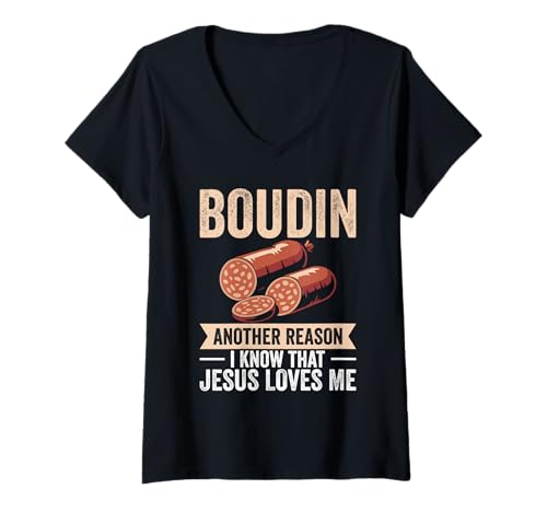 Damen Leckerbissen für Feinschmecker aus Louisiana EIN Grund Boudin T-Shirt mit V-Ausschnitt von Boudin Illustration For Louisianan Food Lover