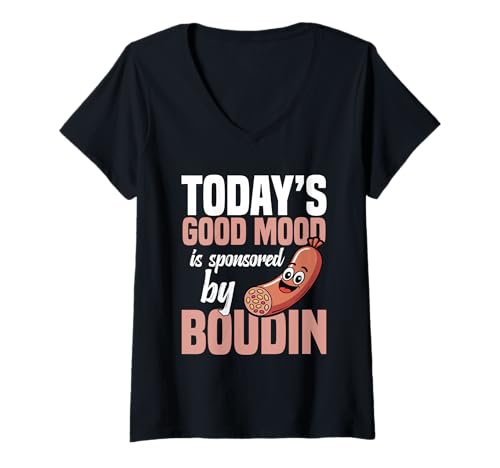 Damen Louisianan Food Boudin Foodie Snack Sponsored Boudin T-Shirt mit V-Ausschnitt von Boudin Illustration For Louisianan Food Lover