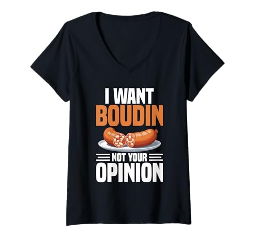 Damen Louisianisches Essen, Snack zum Nationalboudin-Tag, Ich Will Boudin T-Shirt mit V-Ausschnitt von Boudin Illustration For Louisianan Food Lover