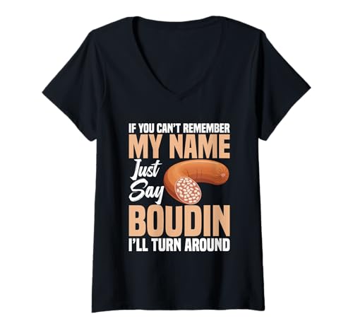 Damen Louisianisches Essen, Snacks, Feinschmecker, Essensliebhaber, Remember Boudin T-Shirt mit V-Ausschnitt von Boudin Illustration For Louisianan Food Lover