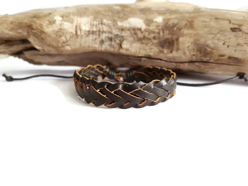 Braun Lederarmband Geflochten von BouilleCreations