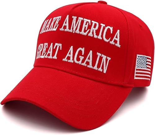 Trump 2024 Mütze 45-47 MAGA Hat Make America Great Again Donald Trump Slogan mit USA-Flaggen-Stickerei, verstellbare Baseballkappe, Roter Mega-Hut, Einheitsgröße von Boujee Trends