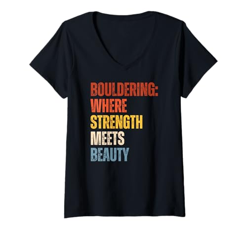Damen Bouldern Where Strength Meets Beauty Boulderer Boulder T-Shirt mit V-Ausschnitt Damen Bouldern Where Strength Meets Beauty Boulderer Boulder T-Shirt mit V-Ausschnitt von Boulder Equipment Climbing Bouldering Coaches