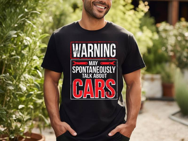 Warnung Kann Spontan Über Autos Sprechen T-Shirt | Auto-Liebhaber Rennshirt Mechaniker Shirt Rennwagen Fahren Auto Abspann Autoliebhaber von BoulderDesignStudio
