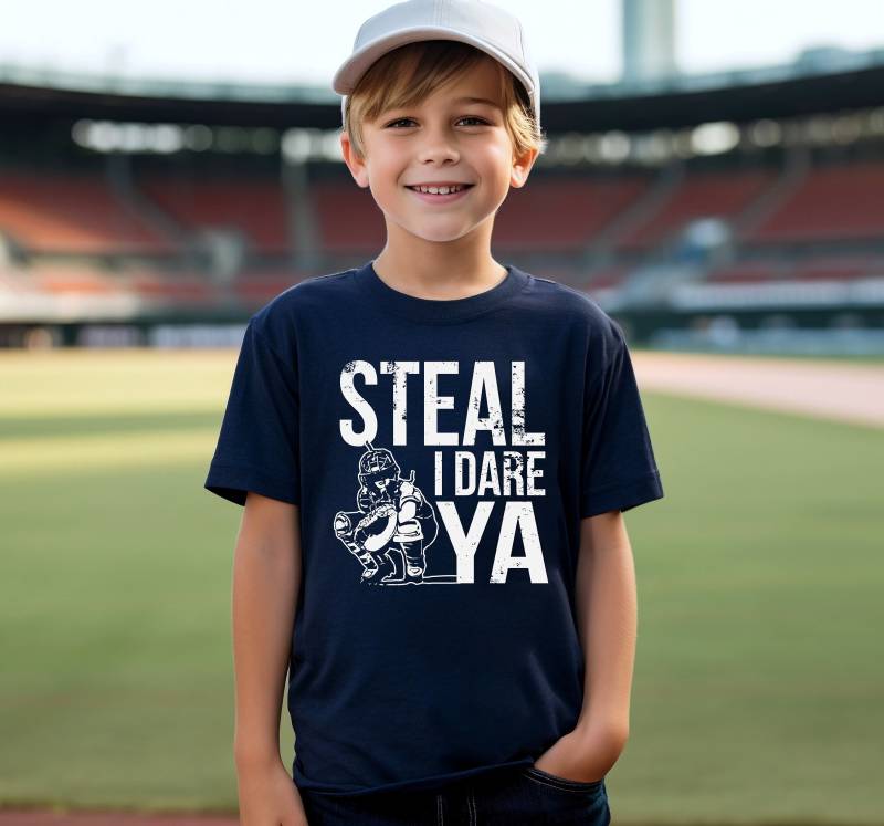 steal I Dare Ya T-Shirt | Jugendliche | Softball Fänger Krug Baseball Catcher Lustiges Shirt Softball-Trainer Geschenk von BoulderDesignStudio