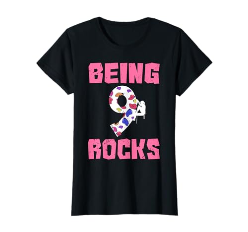 Being 9 Rocks Birthday Girl Climbing T-Shirt Being 9 Rocks Birthday Girl Climbing T-Shirt von Bouldering and Climbing Birthday Designs