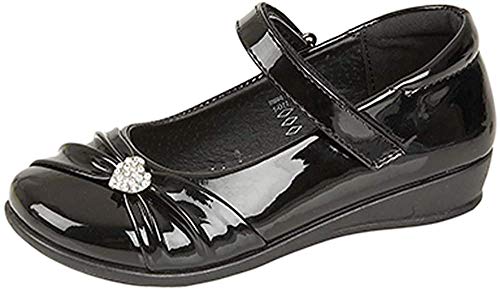 Elegante, festliche Mädchen-Schuhe, Schwarz mit Klettverschluss, für die Schule oder elegante Feiern, Größen 35 - 41, schwarz - schwarzer lack - Größe: 31 EU Kinder von Boulevard