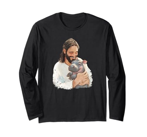 Jesus Loves Moo Deng Bouncy Pig Meme Cute Baby Hippo Langarmshirt Jesus Loves Moo Deng Bouncy Pig Meme Cute Baby Hippo Langarmshirt von Bouncy Hippo Cute Baby Hippo Moo Deng Gifts