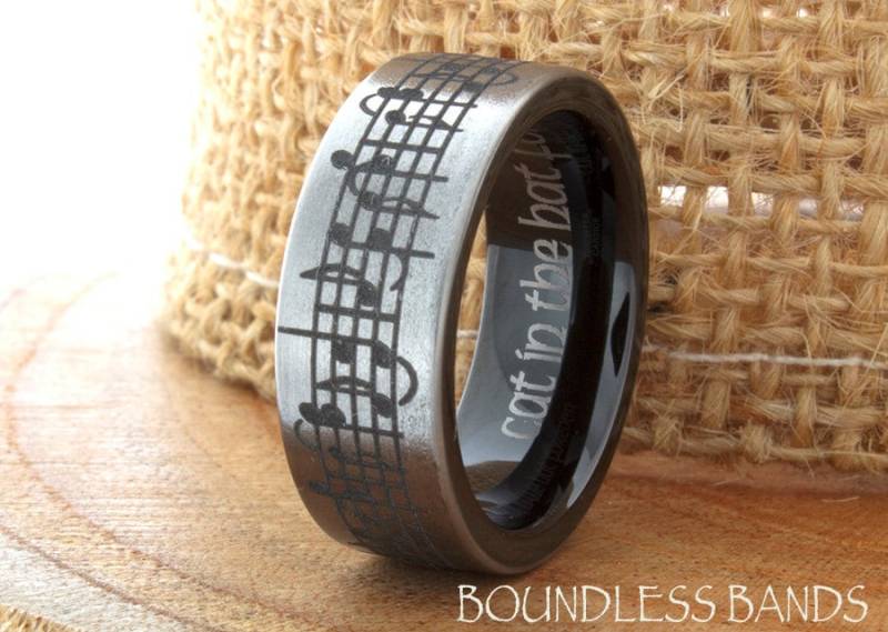 Wolfram Ring, Herren Ehering, Band, Musik Note Hochzeit Song Lieblings Band von BoundlessBands