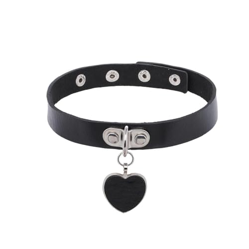 Bounzhi Choker Halskette Schwarz Punk Leder Choker Herz Gothic Choker Halsketten Halsband für Frauen, Leder, Kein Edelstein Bounzhi Choker Halskette Schwarz Punk Leder Choker Herz Gothic Choker Halsketten Halsband für Frauen, Leder, Kein Edelstein von Bounzhi