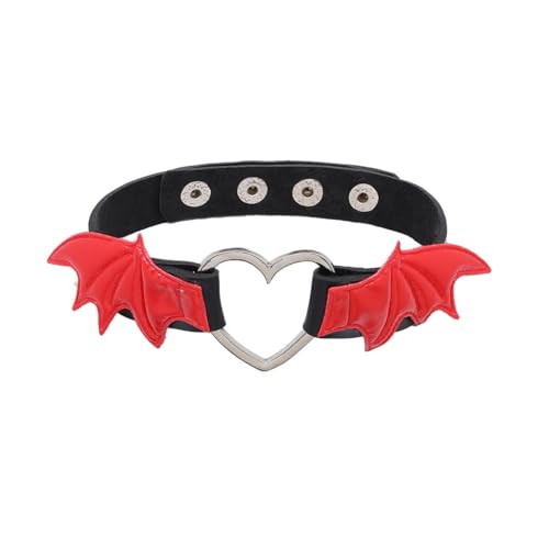 Bounzhi Schwarze Choker Halskette Elegante Lederhalskette Flügel Punk Halskette Gothic Halsband für Frauen, Leder, Kein Edelstein von Bounzhi