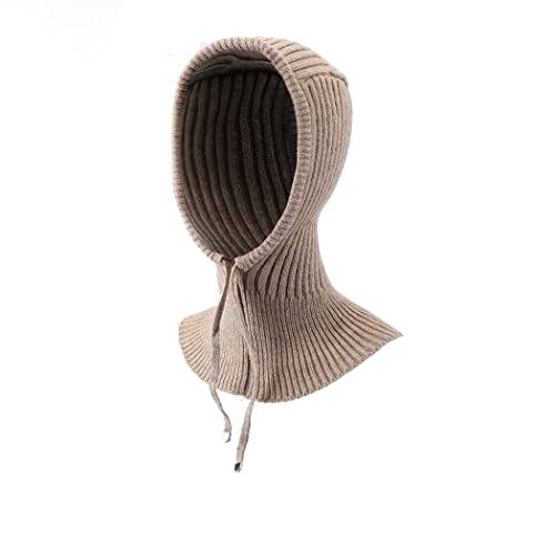 Bounzhi Wintermütze Warm Kapuzenschal Mütze Sturmhaube Strickmütze für Damen und Mädchen (Khaki) von Bounzhi