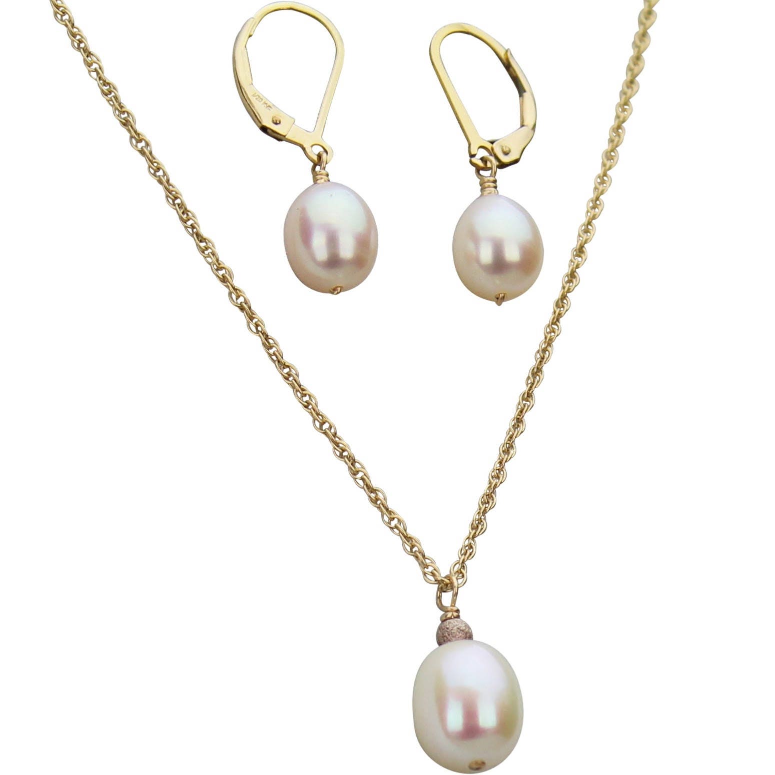 Zuchtperlen Halskette Und Ohrring Set | Süßwasser Natürliche Weiße Teardrop Zuchtperlen Halskette Und Ohrring Set | Süßwasser Natürliche Weiße Teardrop von BourdagePearls