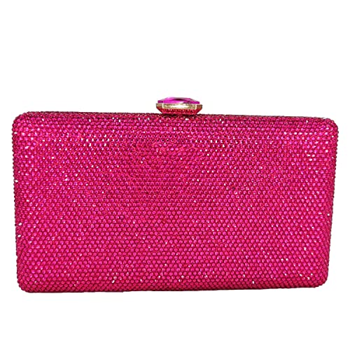 Boutique De FGG Kristall Clutch Tasche Damen für Hochzeit Abendtasche Strasssteine Party Kristallene Handtasche Braut-Geldbörse, Mini, Fuchsie von Boutique De FGG