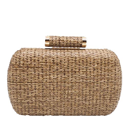 Boutique De FGG Lässige Stroh Clutch Geldbörsen für Frauen Kette Schulter & Crossbody Tasche Metall Abend Clutches, khaki, Small Boutique De FGG Lässige Stroh Clutch Geldbörsen für Frauen Kette Schulter & Crossbody Tasche Metall Abend Clutches, khaki, Small von Boutique De FGG