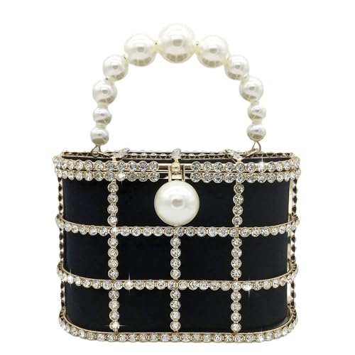 Boutique De FGG Damen Pearl Totes Bag Abendtasche, Schwarz von Boutique De FGG