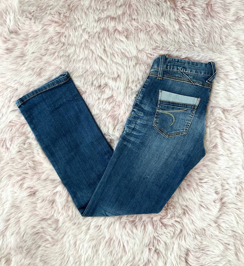 Y2K Jeans 5-Pocket Straight Leg in Gr. 26/32 -Low Waist - Stone Blue Used von BoutiqueAncienne