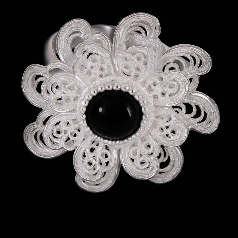 Evita Blume Geformt Silber Filigrane Ring von BoutiqueArtsyStore