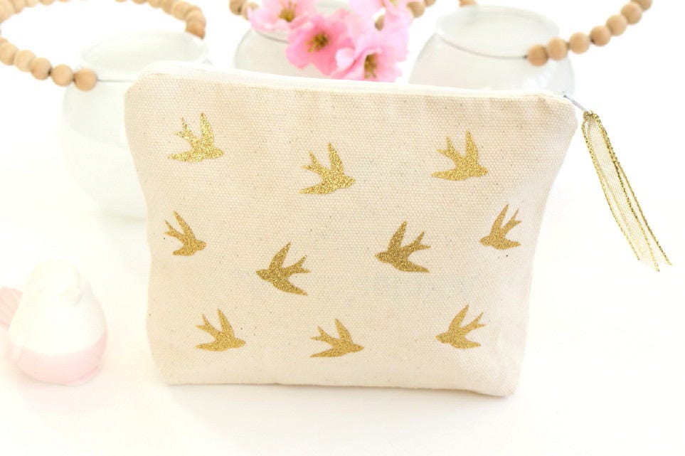 Schminktasche "Schwalben" Täschchen Beutel Farbe Nach Wahl Schminktasche "Schwalben" Täschchen Beutel Farbe Nach Wahl von BoutiqueAteliernat