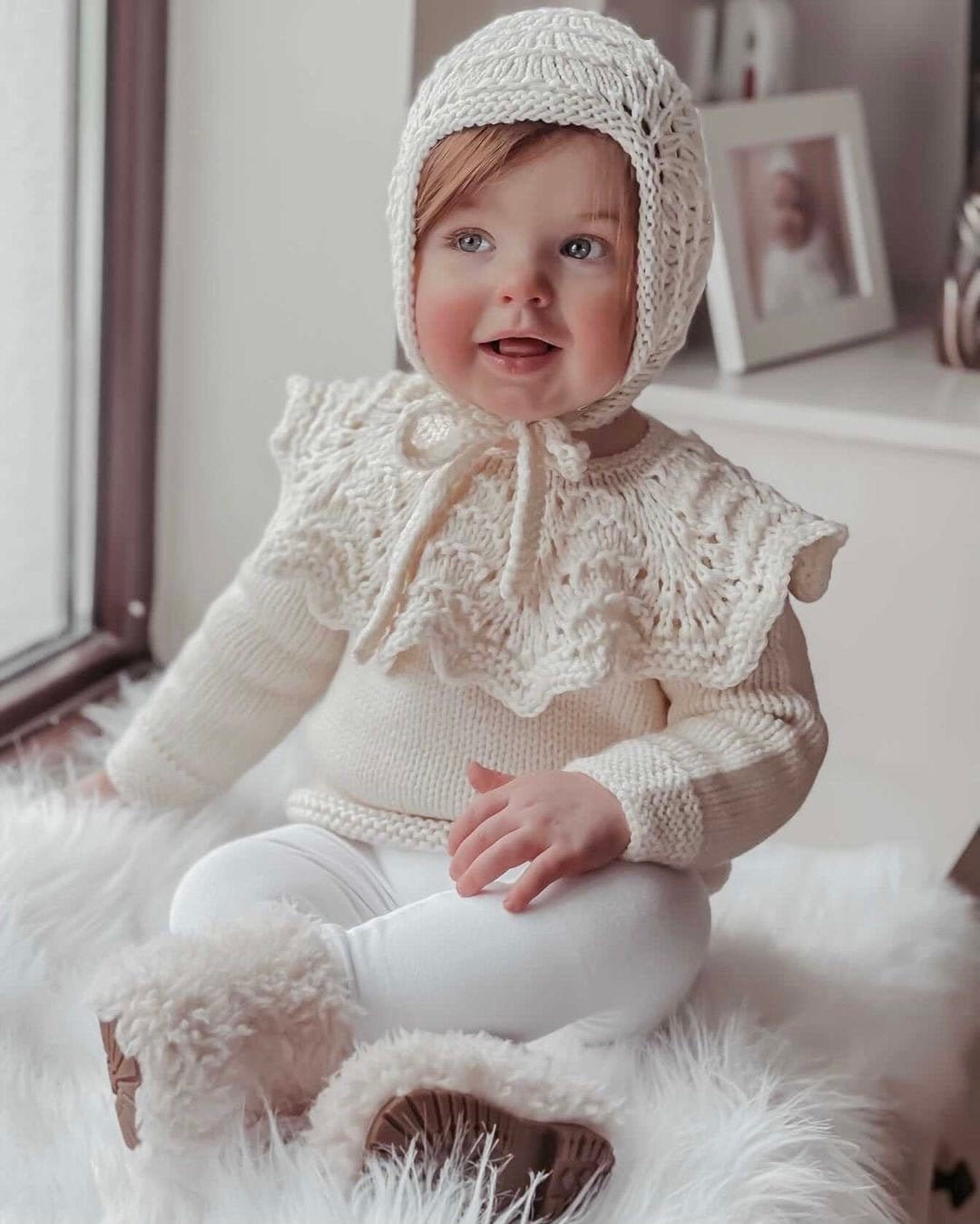 Pullover Und Mütze Set - Baby Mädchen Outfit Merino Creme Kleinkind von BoutiqueDeMarcipan