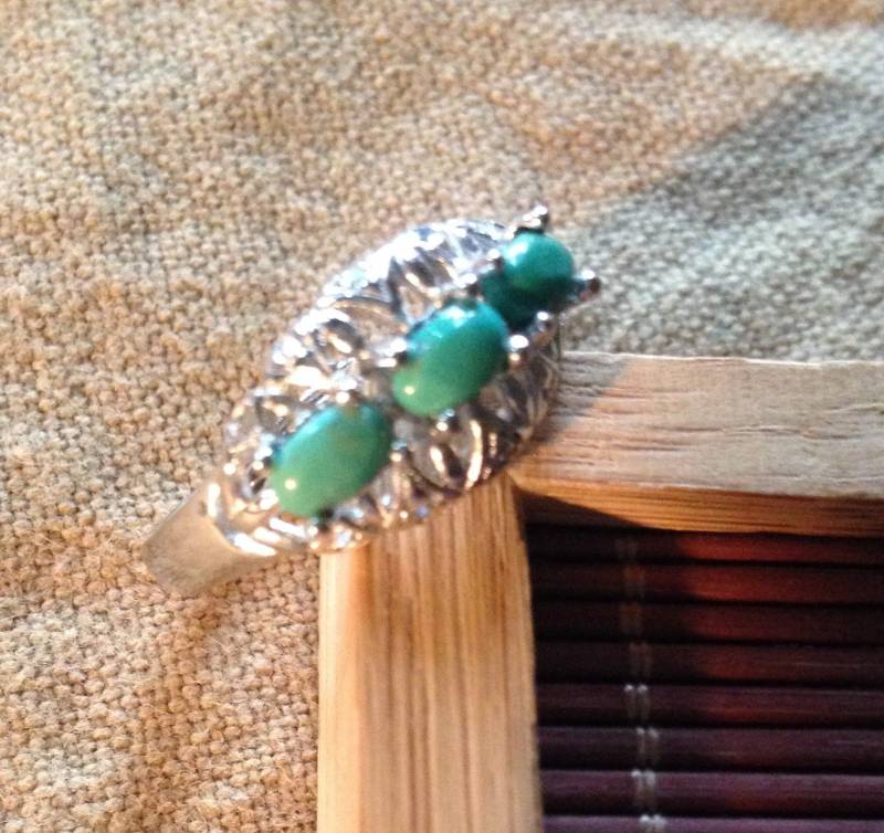 Sz 8 Sky Blue Arizona Türkis 3 Stein in Sterling Silber Neu Verstellbar Ring von BoutiqueKRMamber