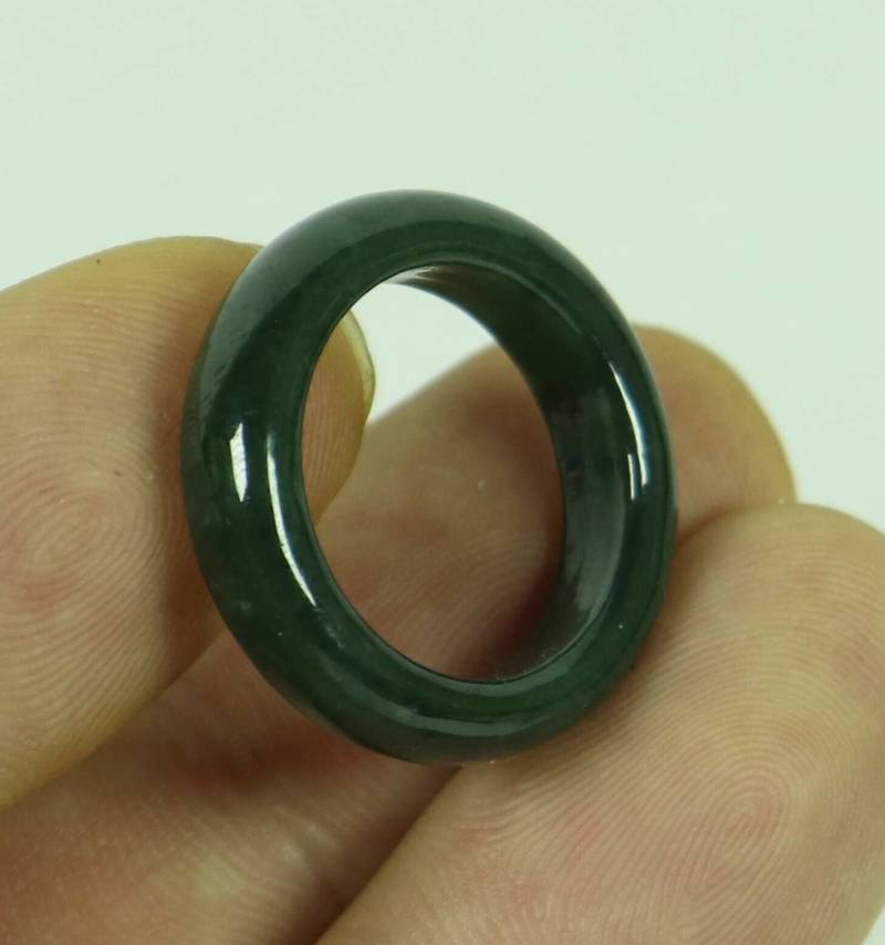 Sz8 Pine Green Jadeit Jade Fei Cui Natürliche Ring Band Dunkelgrün Natürlich Myanmar Unisex, Us Größe 8 von BoutiqueKRMamber