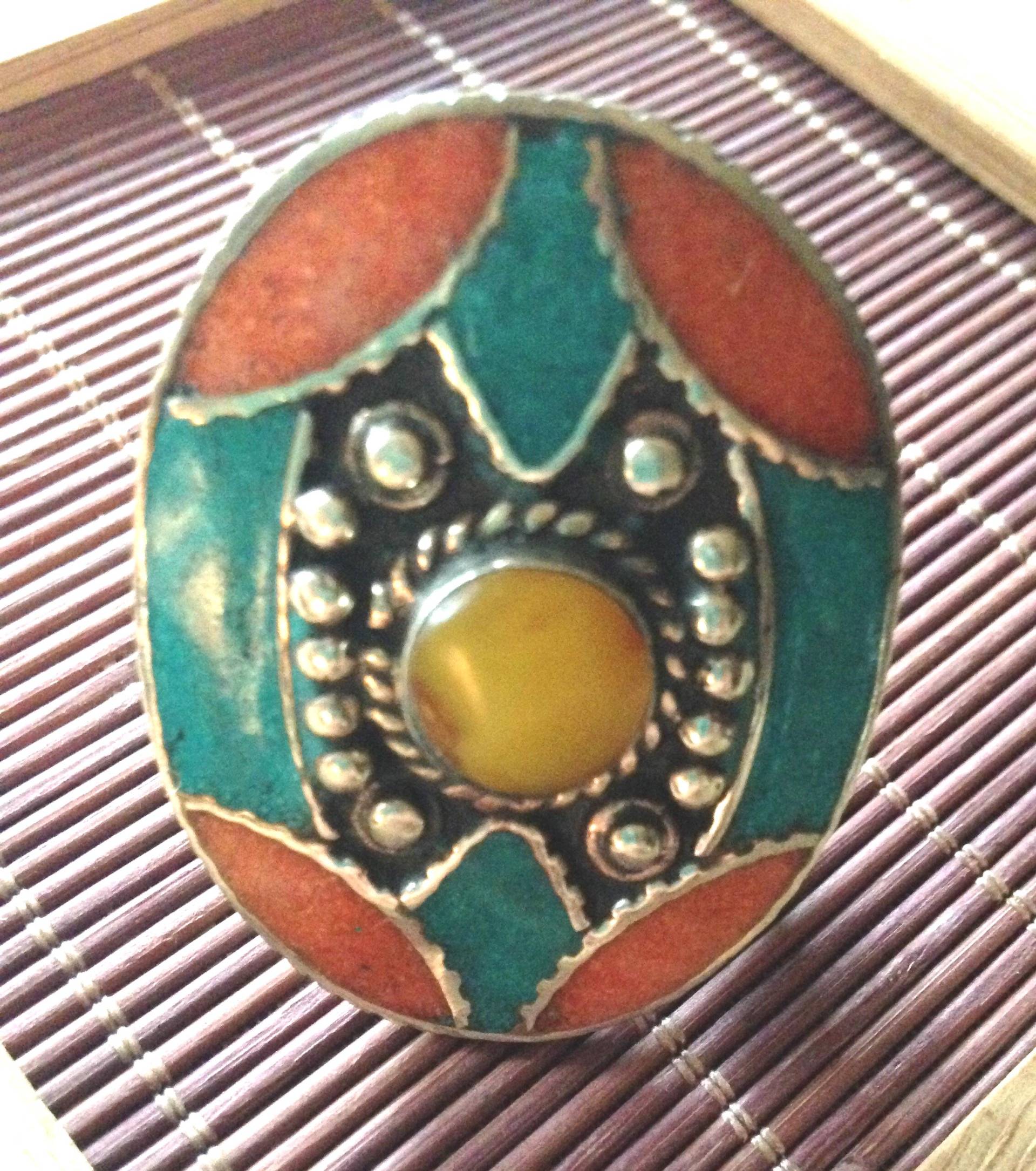 Sz8-Türkis-Koralle in Schönem Tibet-Silber Größe 8-Verstellbarer Statement-Ring von BoutiqueKRMamber