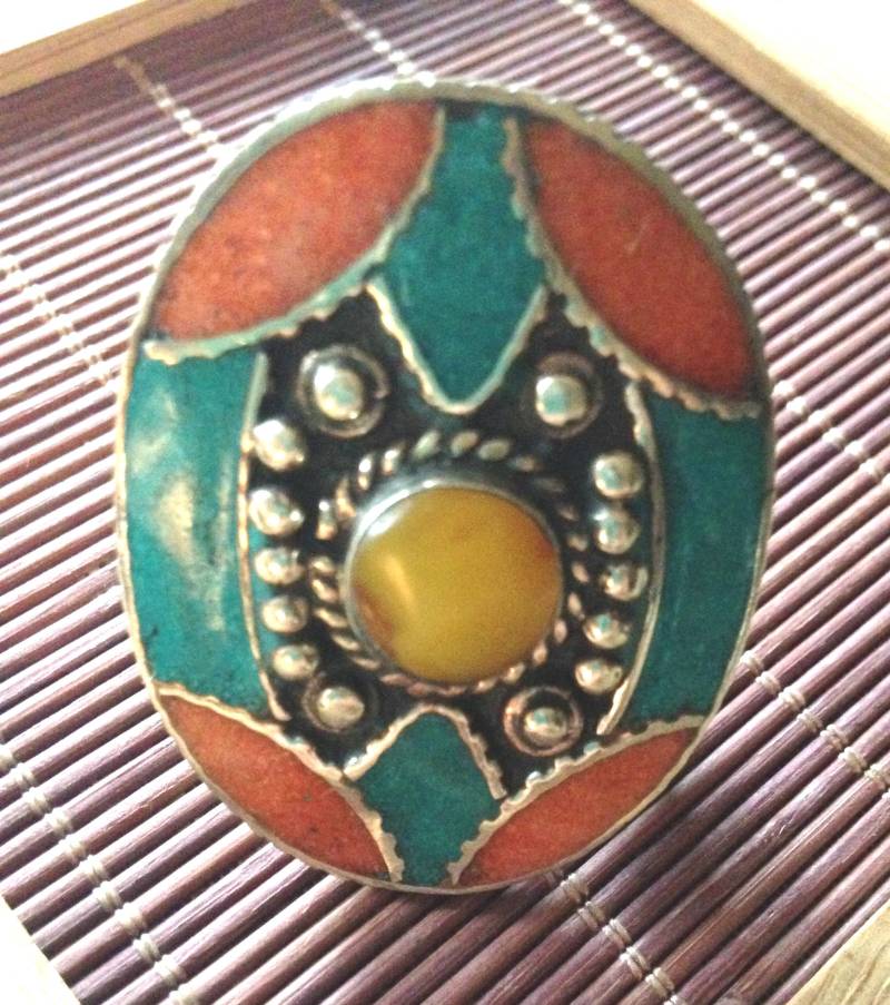 Sz8-Türkis-Koralle in Schönem Tibet-Silber Größe 8-Verstellbarer Statement-Ring von BoutiqueKRMamber