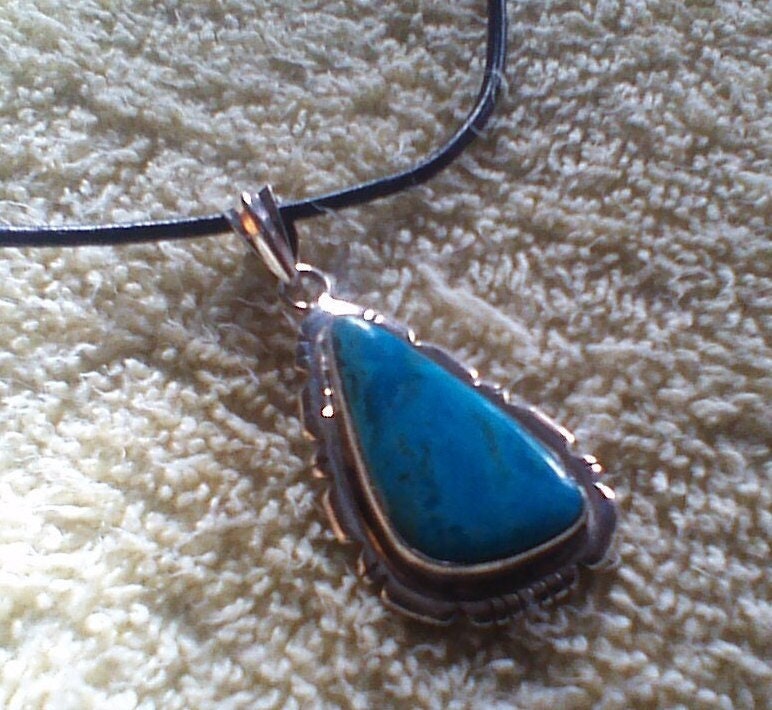 Türkis Feder Vintage Anhänger Sterling Silber Halskette 16 "Oder Wählen von BoutiqueKRMamber