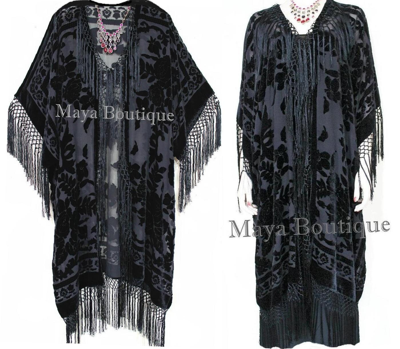 Black Beauty Kimono Opera Mantel Seide Burnout Samt Einheitsgröße von BoutiqueMaya
