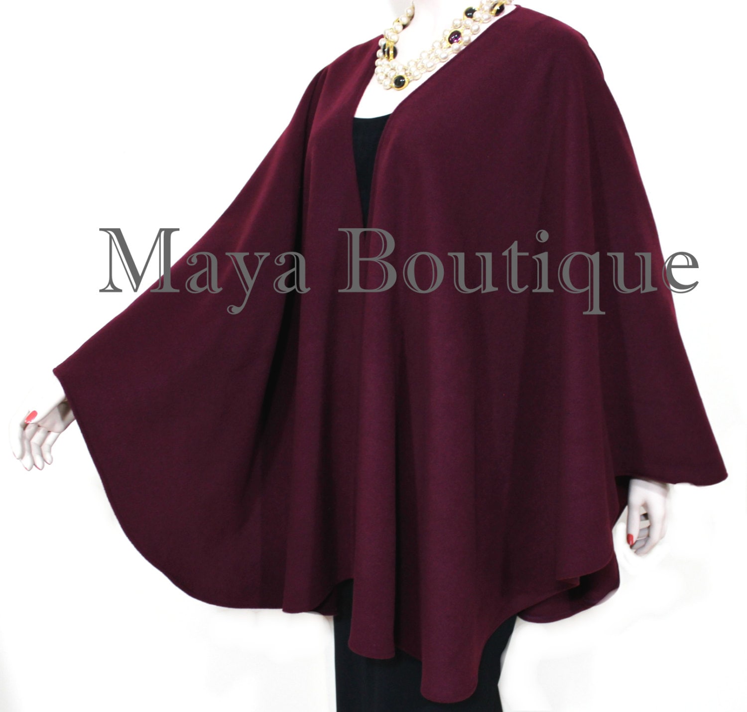 Bordo Cape Ruana Wickelmantel Kaschmir Wolle Mix Von Maya Matazaro Made in Usa von BoutiqueMaya