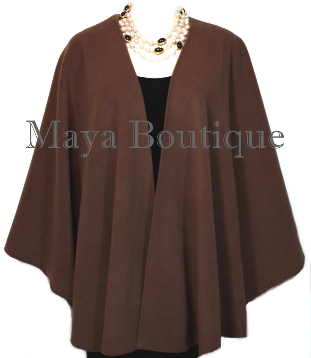 Expresso Braunes Cape Ruana Wickelmantel Kaschmir Wolle Mischung Maya Matazaro Usa Made von BoutiqueMaya