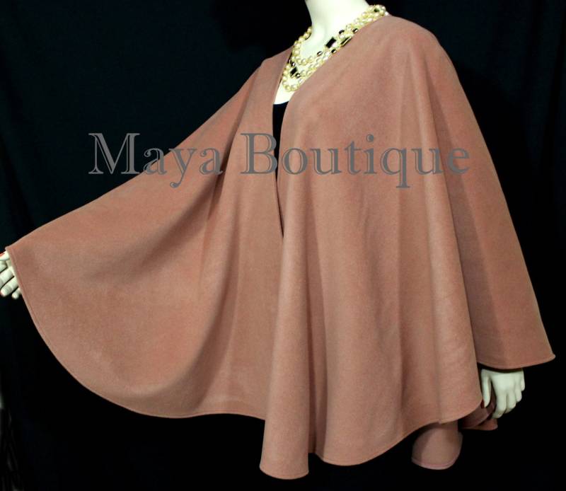 Lachsfarbenes Cape Ruana Wickelmantel Kaschmir Wollmix Von Maya Matazaro Made in Usa von BoutiqueMaya