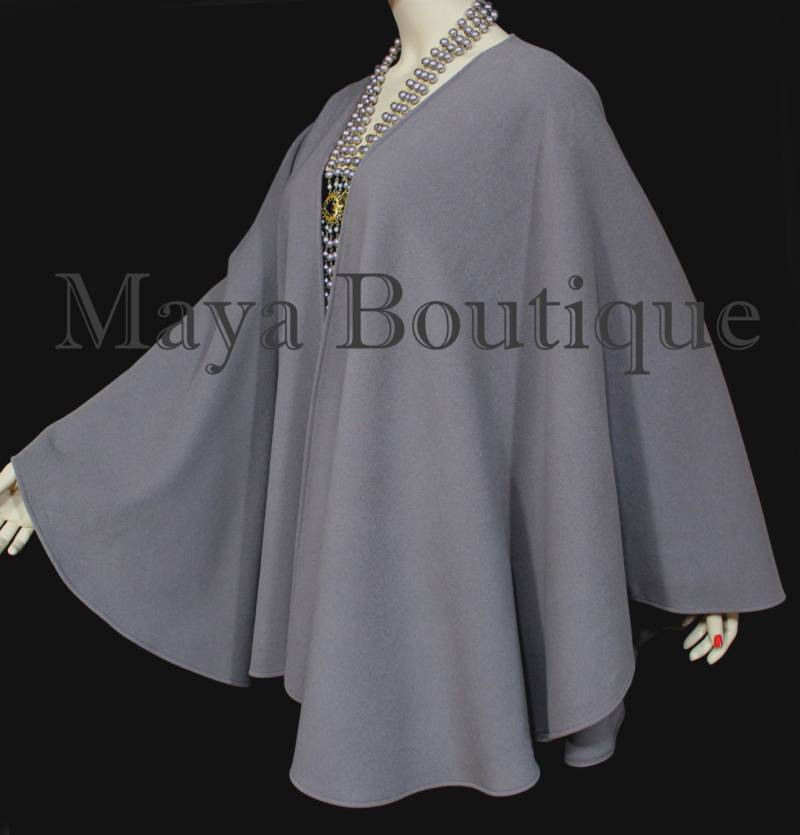 Lila Graues Cape Ruana Wickelmantel Wolle Kaschmir Mischung Von Maya Matazaro Usa Made von BoutiqueMaya
