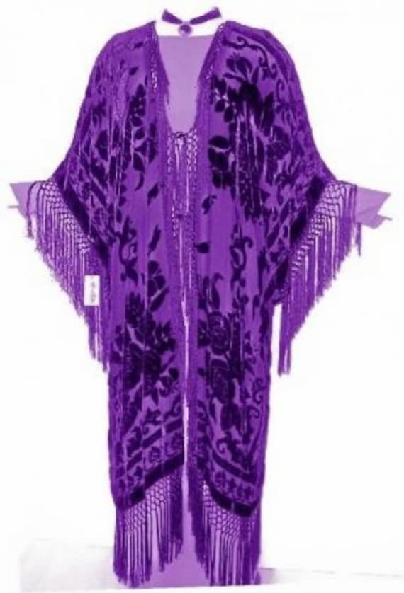 Lila Traum Kimono Opera Mantel Seide Burnout Samt Einheitsgröße von BoutiqueMaya
