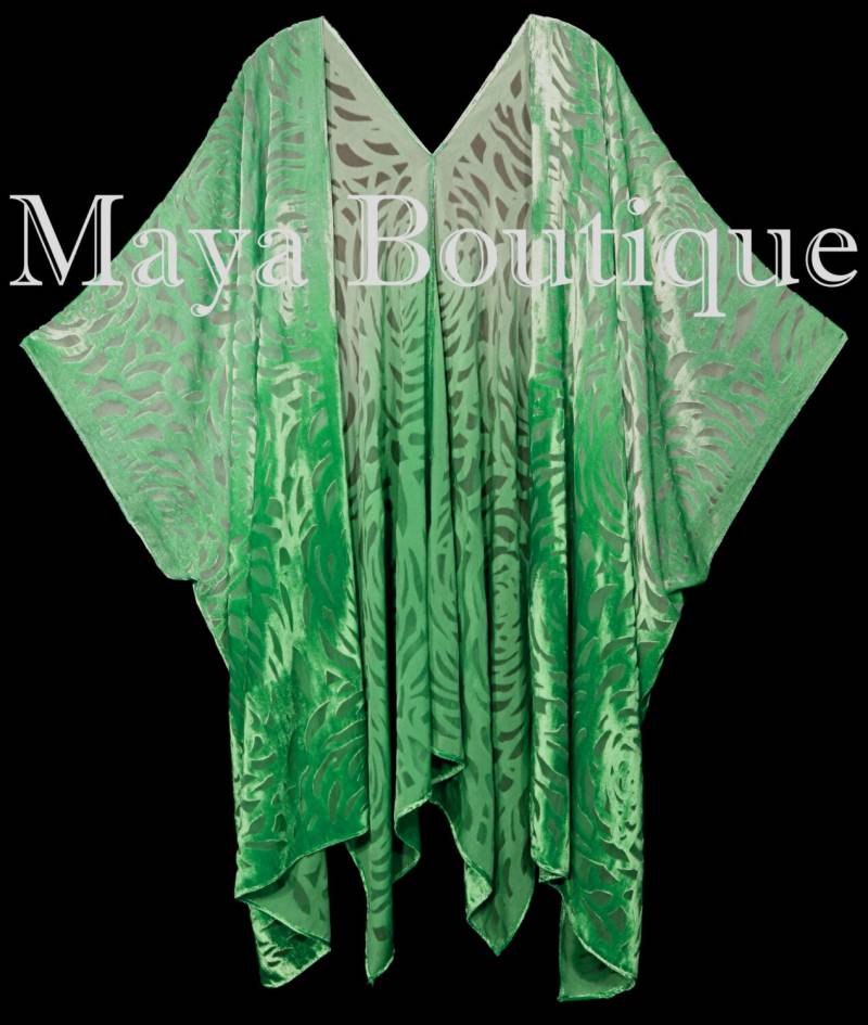 Maya Matazaro Green Ombre Camellia Burnout Samt Kaftan Kimono Jacke Handgefärbt Usa Made von BoutiqueMaya
