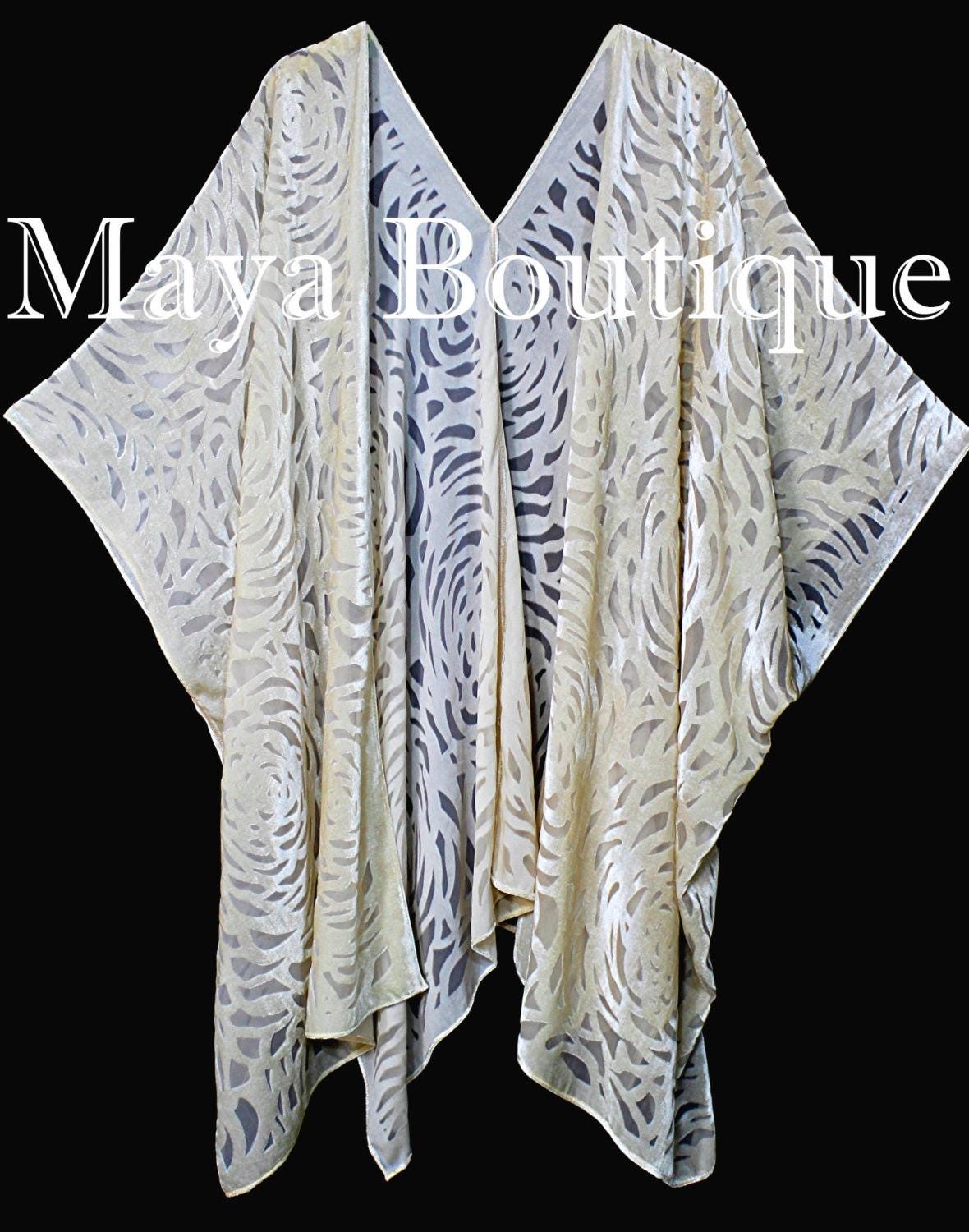 Maya Matazaro Vanilla Camellia Ausbrenner Samt Kaftan Kimono Jacke Handgefärbt in Den Usa von BoutiqueMaya