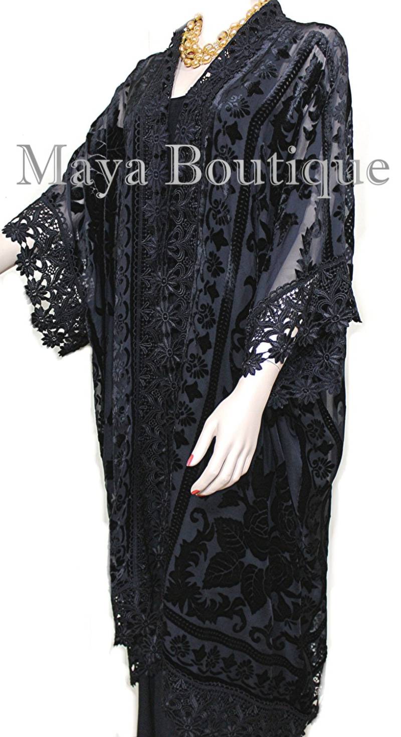 Spitze & Burnout Samt Kimono Kaftan Jacke Duster Maya Matazaro Einheitsgröße von BoutiqueMaya