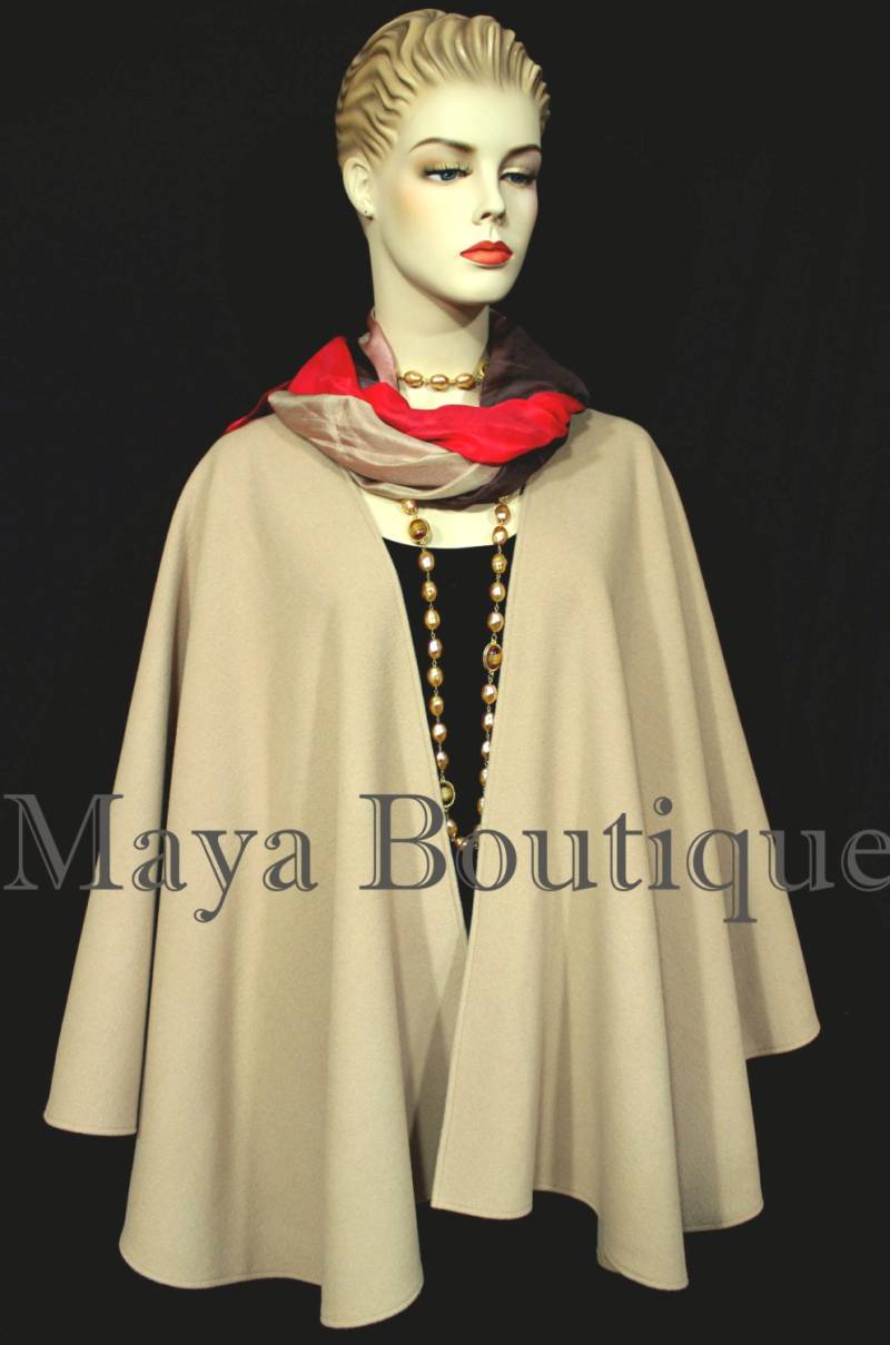 Taupe Cape Ruana Wickelmantel Wolle Kaschmir Blend Von Maya Matazaro Usa Made von BoutiqueMaya