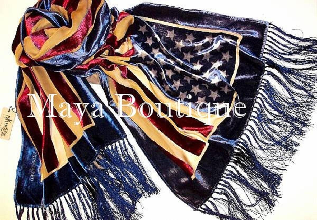 Usa American Flag Schal Fransen Wickeltuch Seide Burnout Samt Designed By Maya Matazaro von BoutiqueMaya