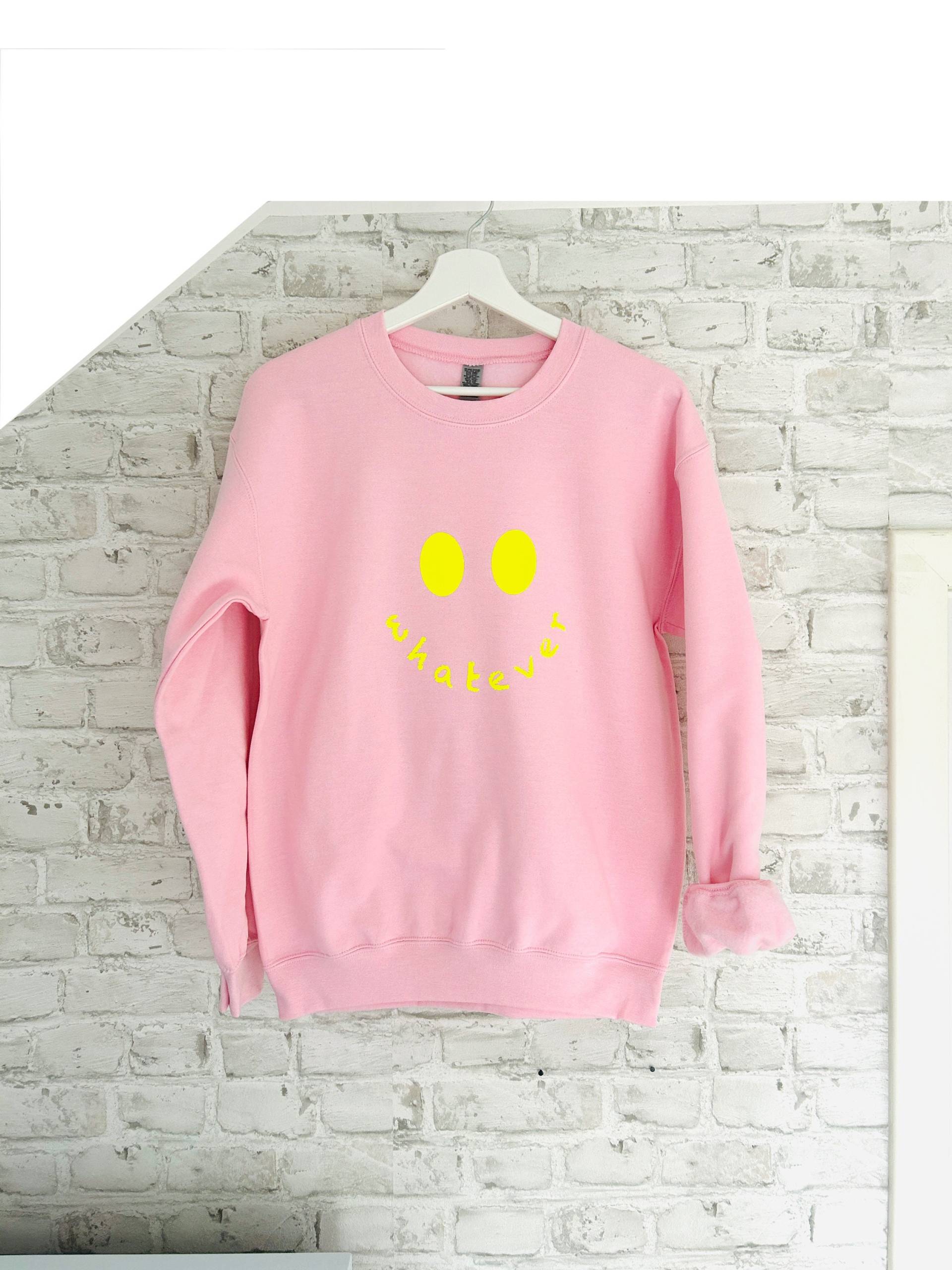 Sweatshirt Sweater Whatever Smiley Rosa Neon von BoutiqueMeer