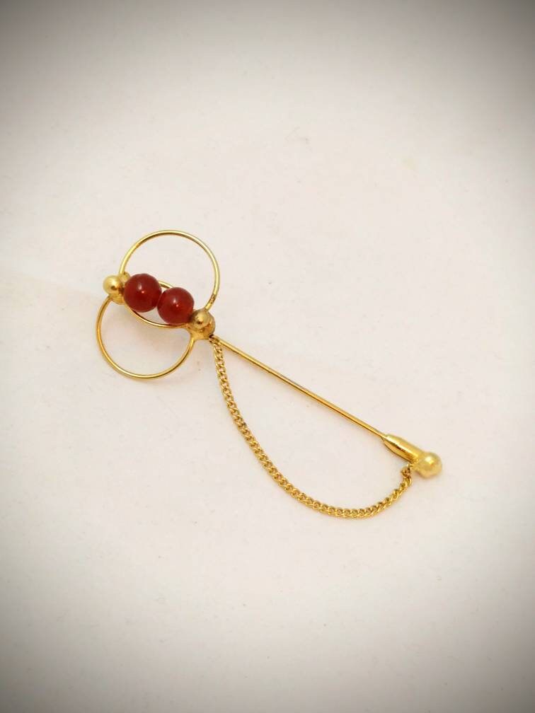 Goldene Kette Reversnadel Mit Jade Perlen/Pin Stick Krawattennadel Goldene Kette Reversnadel Mit Jade Perlen/Pin Stick Krawattennadel von BoutiqueVintageBox